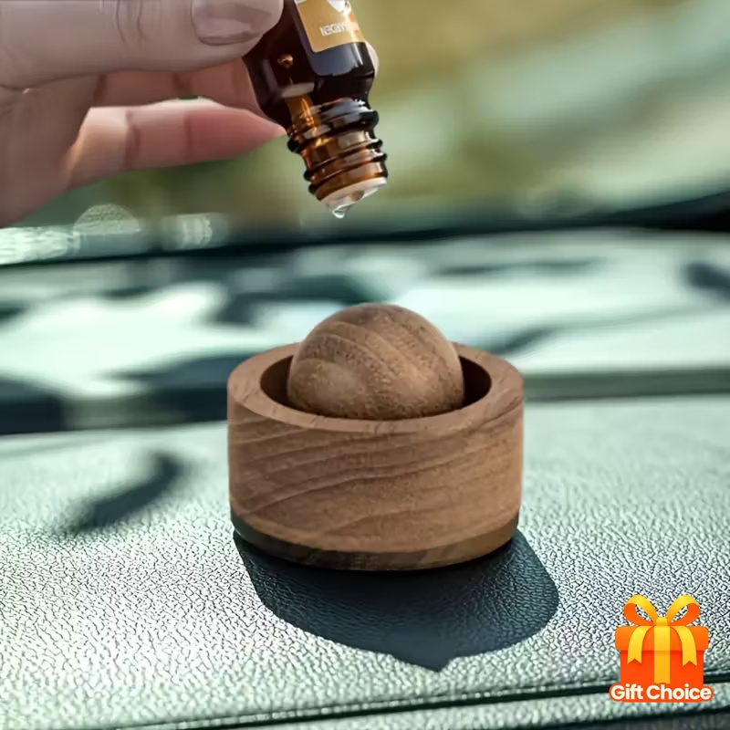 Home Fragrance Items - Rotating Wooden Aroma Diffuser for Car